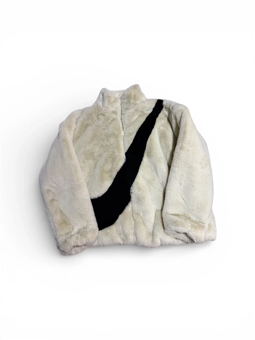 Women's Nike Sportswear Faux Fur Fossil White Jacket [DM1759-238/Large]